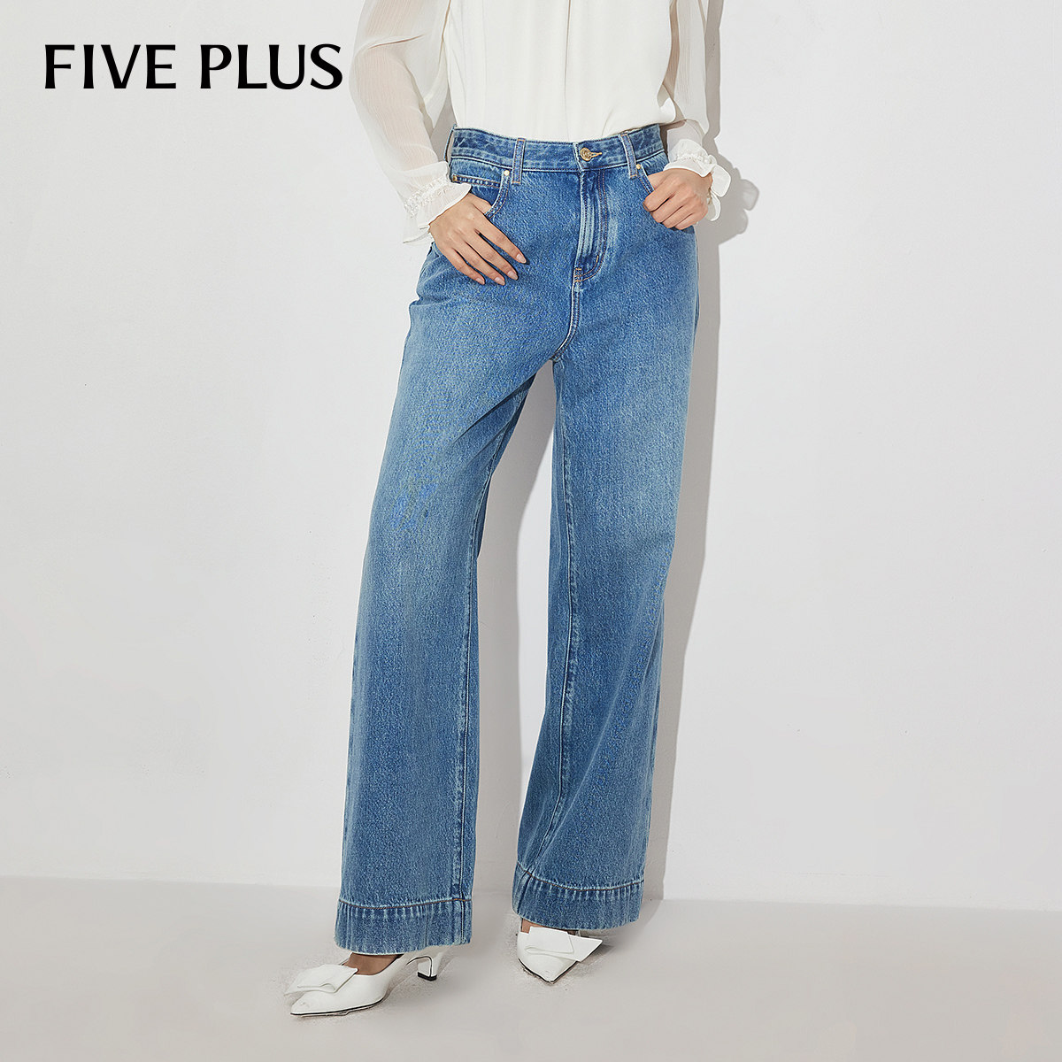 FIVE PLUS牛仔裤女裤子高腰阔腿宽松美式复古显瘦,女装/女士精品,牛仔裤,淘宝优惠券,粉丝福利购,淘宝优惠卷