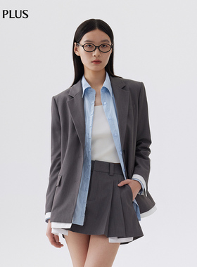 FIVE PLUS西装外套女格雷系西服高智通勤宽松中长