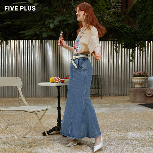 复古夏装FivePlus牛仔半身裙