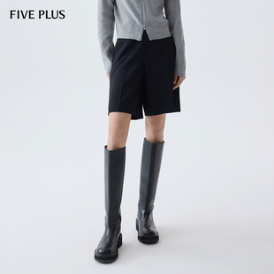 女闊腿褲 FIVE PLUS通勤西裝 短褲 子高腰寬松 五分褲