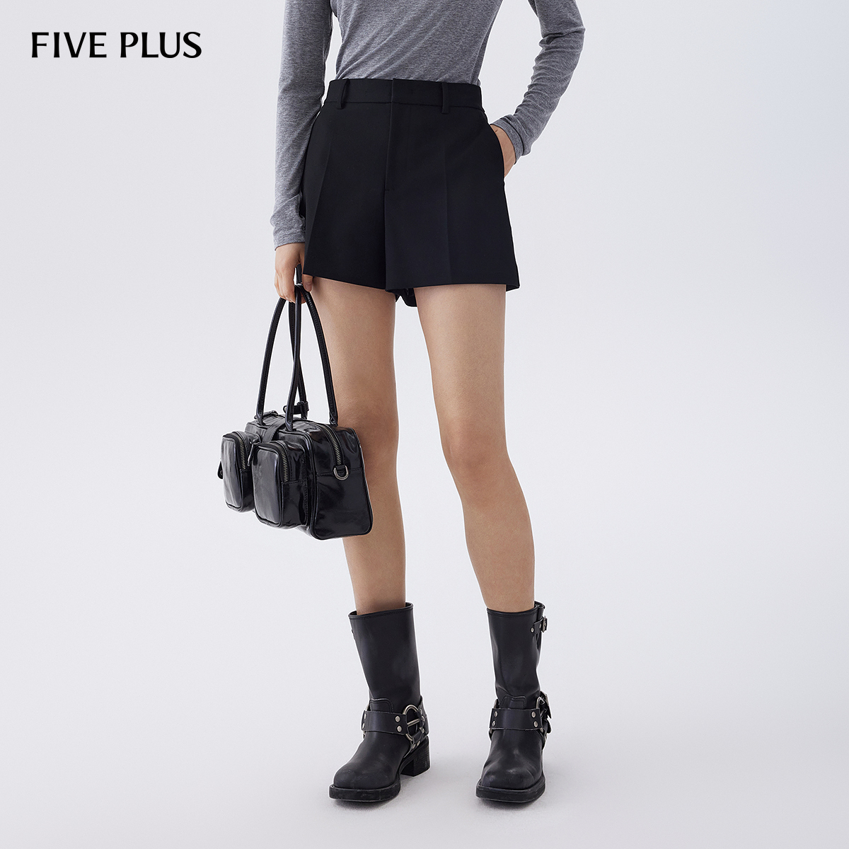 通勤高腰西装短裤