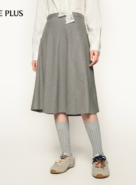 FIVE PLUS复古千鸟格纹伞裙女优雅通勤A字裙半身裙2026新款女春装