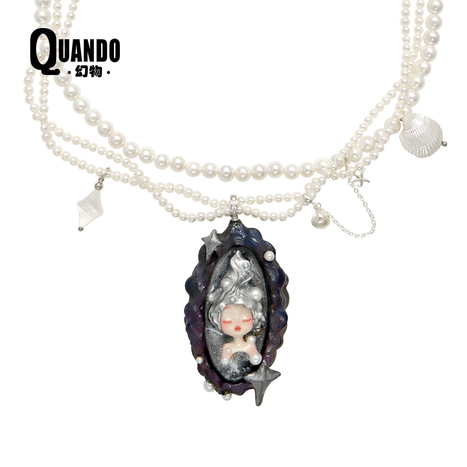 幻物小众原创设计海洋之梦少女多层珍珠项链手工艺术礼物