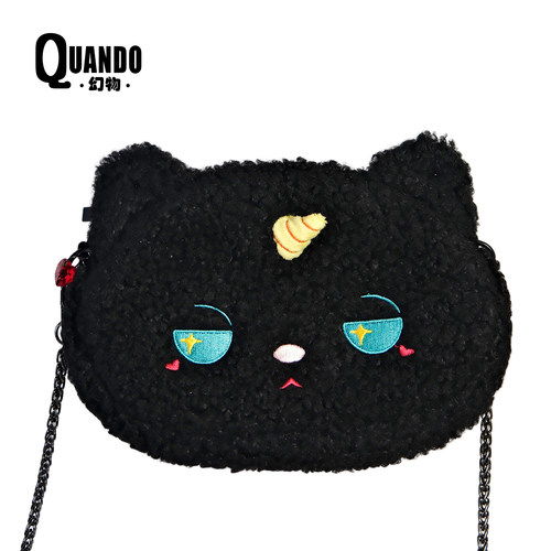 幻物小众原创设计Bubble猫可爱毛绒背包秋冬拉链休闲精致斜挎包包