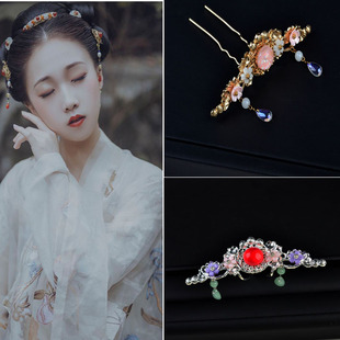 古装头饰步摇珠花发冠发簪发钗插梳古风汉服流苏头顶小发夹头冠