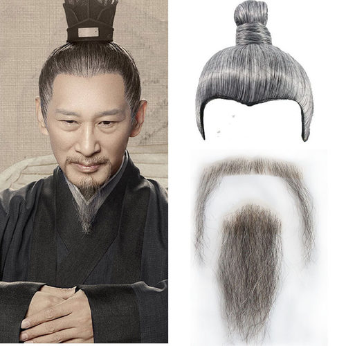 古装孔子白发假发套男整顶头套