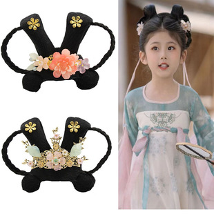 儿童古装头饰假发可爱女童汉服造型头饰套装简单百搭古风发髻发包