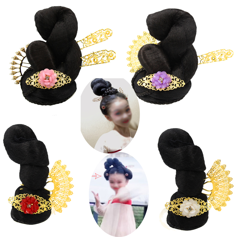 新品丽人行舞蹈头饰古典舞头饰儿童成人汉服古装假发演出表演头饰