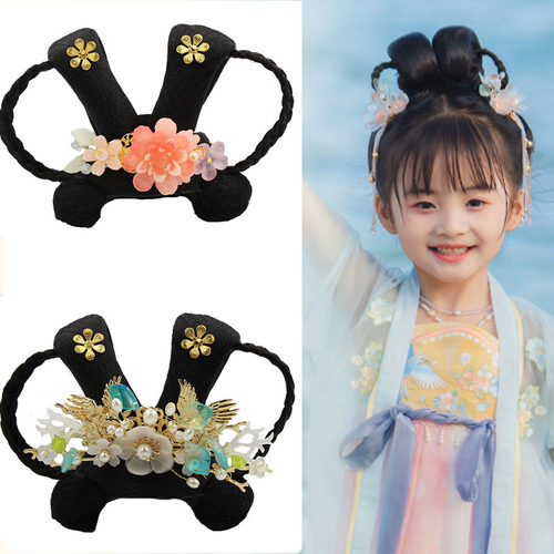 儿童古装假发女童嫦娥头饰唐朝