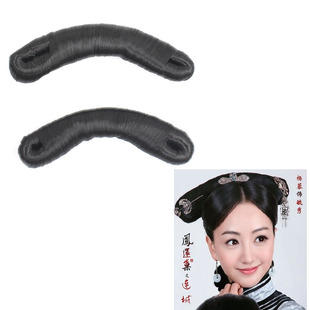 古装假发女儿童清朝格格福晋弯月旗头假发发髻秀禾新娘盘发旗头饰
