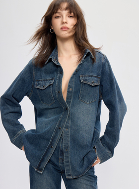 复古时髦纯棉水洗牛仔外套女2025年秋季新款百搭宽松显瘦长袖外套