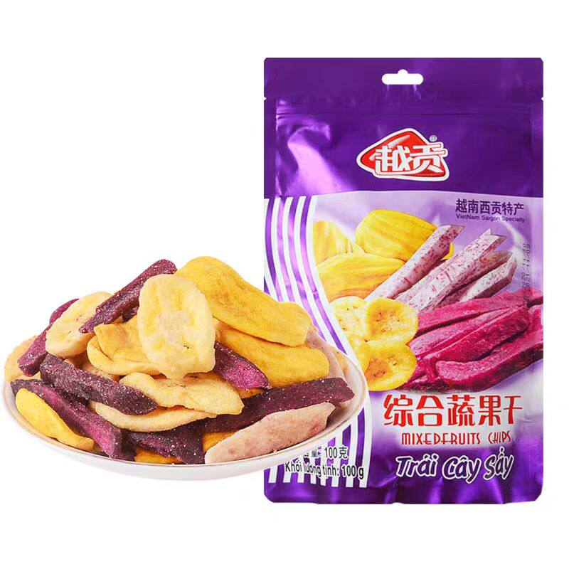 越南进口越贡综合蔬果干100g袋装脆片菠萝蜜干果蔬菜干混合水果干