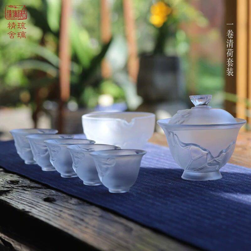琉璃手工品茗杯功夫茶具图片