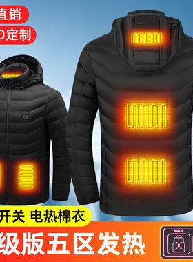 智能加热棉衣服立领带帽男女冬季充电发热外套中老年保暖羽绒棉袄