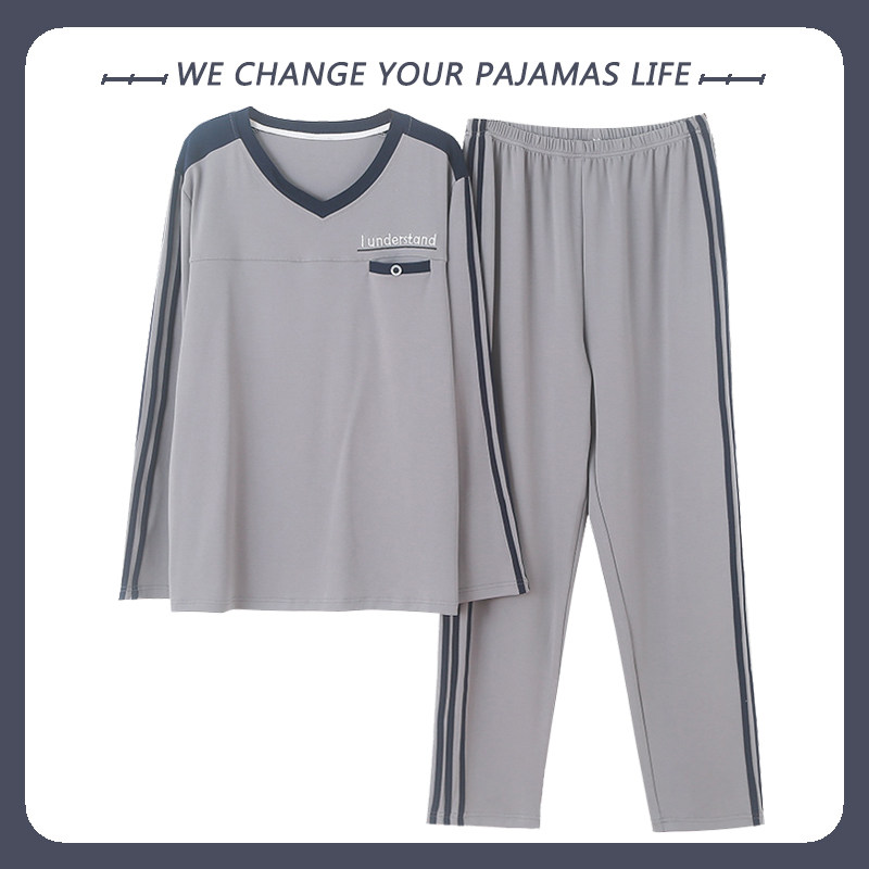 2025年男士睡衣男春秋季纯棉长袖青少年加大码四季冬款家居服夏天