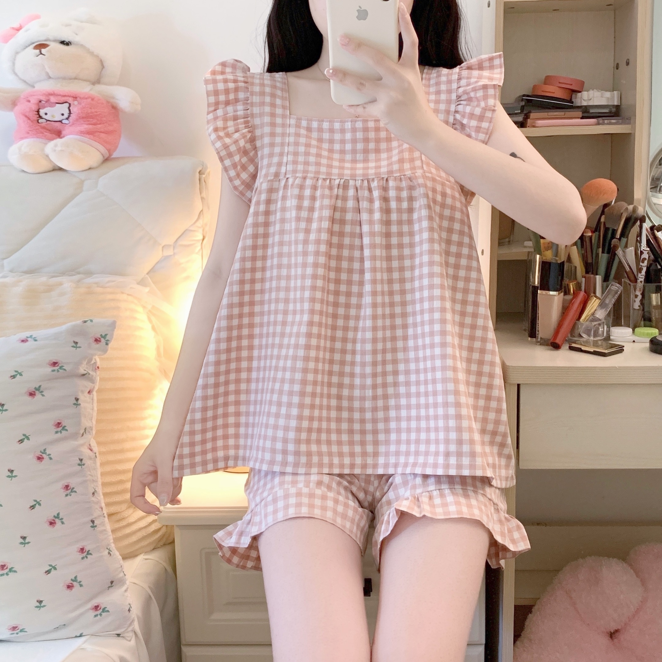 睡衣女夏季莫代尔棉绸无袖背心公主风家居服夏天薄款冰丝休闲套装