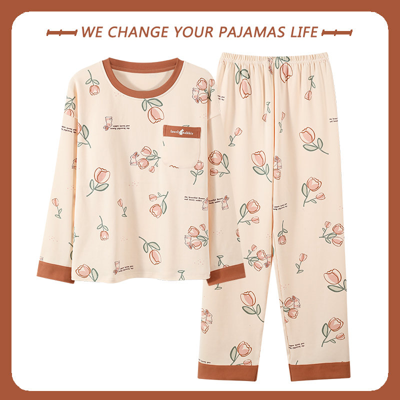 圆领套头纯棉长袖长裤俞兆林女