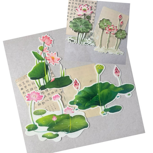 幼儿园小学环创装饰材料新中式黑板报文化主题墙无纺布荷花墙贴