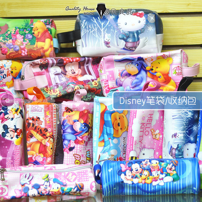 迪士尼系列卡通文具收纳包kt猫笔袋米奇化妆包手包维尼熊免洗防水