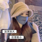 秋冬季 马术帽保暖护耳小边贝雷帽潮 毛绒渔夫帽子女大头围2026新款