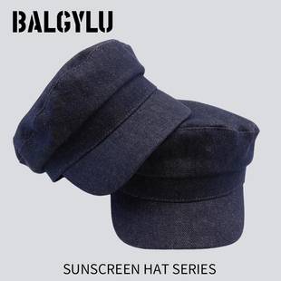 复古百搭水洗牛仔平顶帽子女款2026新款春夏季休闲遮阳鸭舌贝雷帽