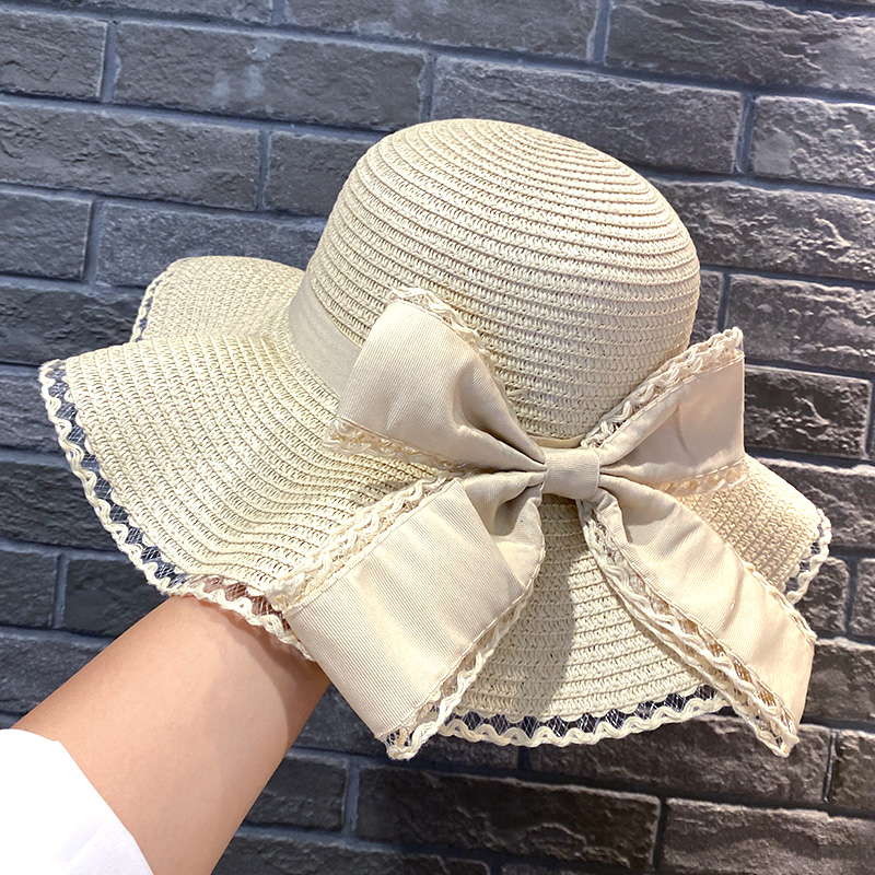 草帽沙滩蝴蝶结时尚风防晒遮阳帽