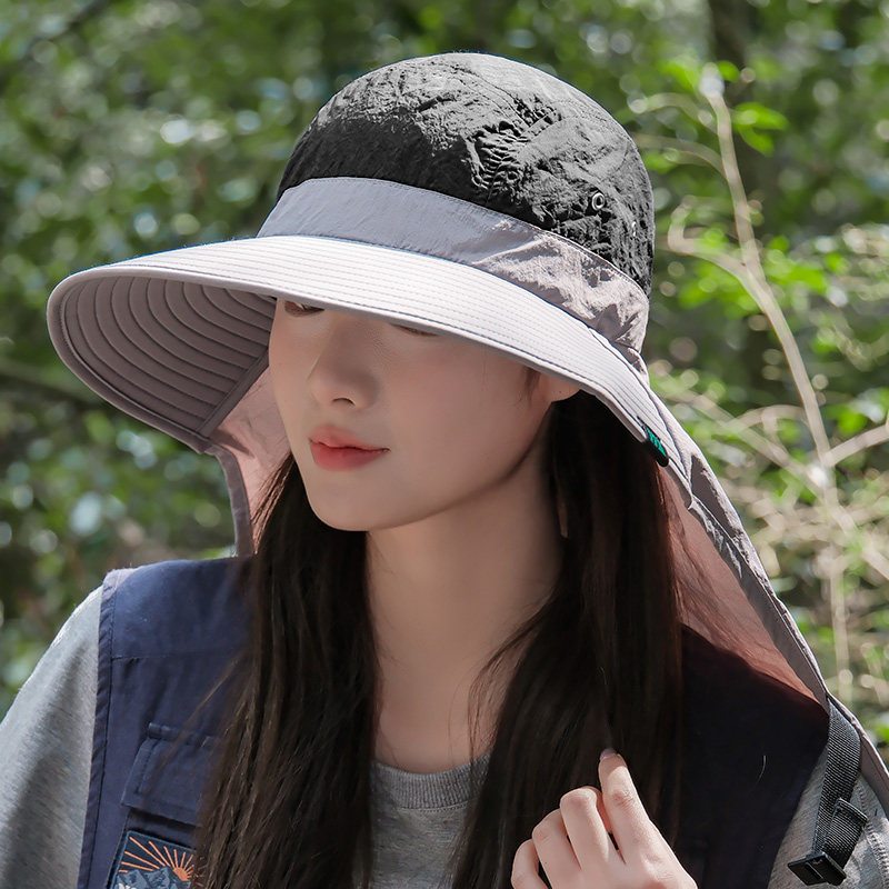 夏季大帽檐防晒披肩护脖颈渔夫帽