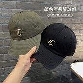 韩国水洗棒球帽男2025新款 大头围显脸小软顶鸭舌帽子女做旧遮阳帽