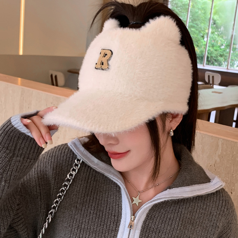 空顶帽户外百搭女款秋冬扎高马尾