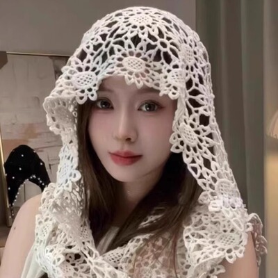 夏季镂空钩花蕾丝多用披肩帽子女