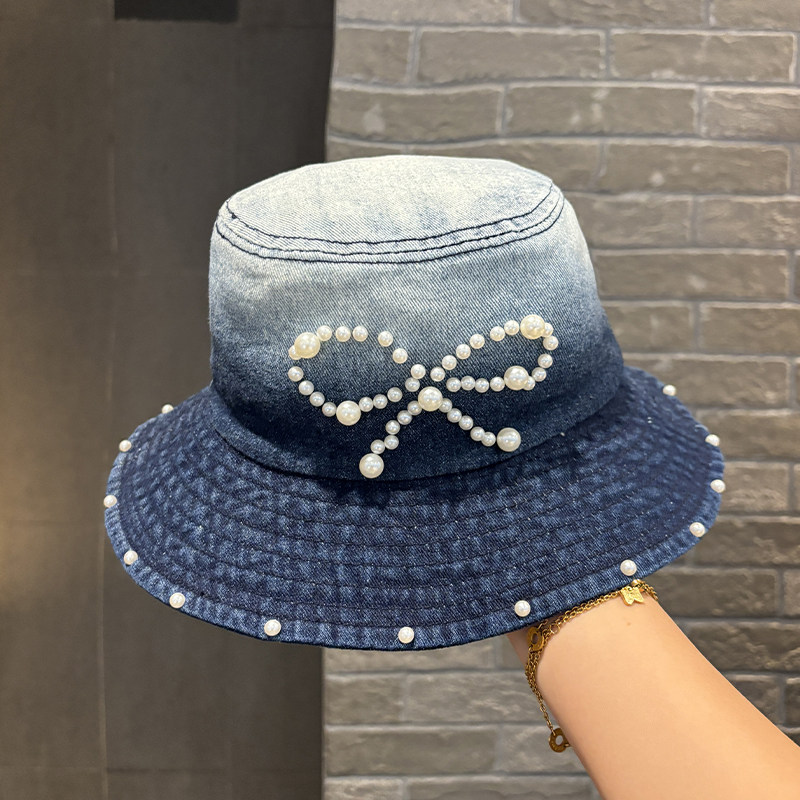 牛仔渔夫帽女2025新款小众设计渐变色盆帽时尚百搭防晒遮阳帽子潮