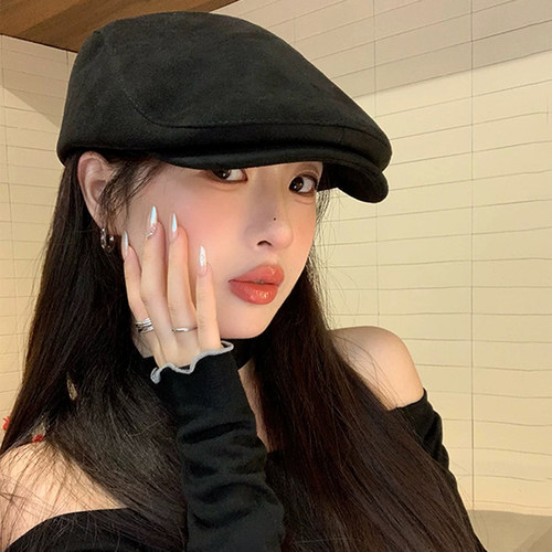 麂皮绒反戴前进帽子女显脸小