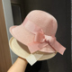 夏季 优雅蝴蝶结礼帽显脸小盆帽卷边太阳帽子 遮阳防晒渔夫帽女时尚