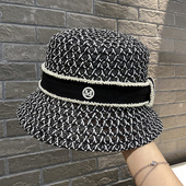 法式 渔夫帽女夏天优雅时尚 珍珠M标礼帽百搭显脸小镂空盆帽遮阳帽