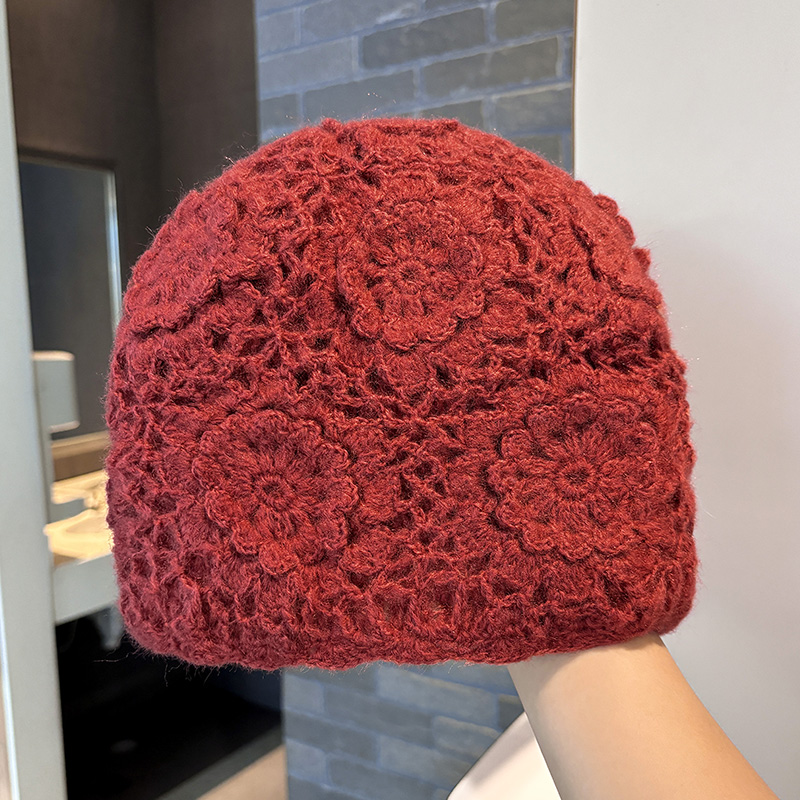 春秋季纯色针织毛线帽女款显脸小