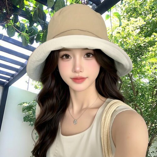 百搭防紫外线显脸小系带渔夫帽女