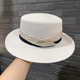 白色平顶礼帽女夏天遮阳防晒草帽网红沙滩出游度假显脸小太阳帽子