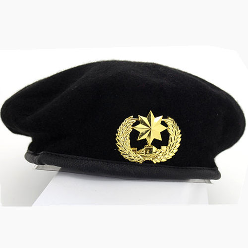 新款贝雷帽男毛呢帽女徽章跳舞