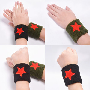 水兵舞护腕红五角星手腕跳舞跑步健身擦汗广场舞军绿色手腕单只