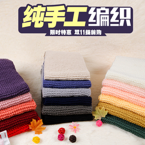 纯手工编织男女围巾生日礼物情侣免费绣字母正针织法平针可定制