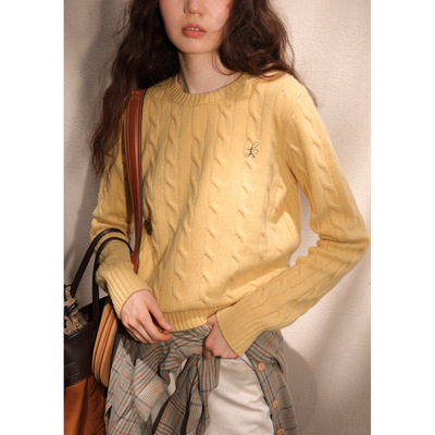 SUPERSCAPE素舶 经典款澳洲美利奴纯羊毛奶油绞花小个子套头针织