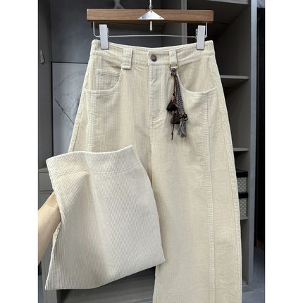 N货！显瘦又时髦！灯芯绒高腰休闲镰刀直筒裤女 KW0268~ZY