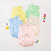 新生婴儿真丝连体衣宝宝背心爬服儿童桑蚕丝衣服幼儿包屁衣睡衣夏