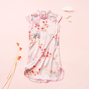 唐装 夏季 女童真丝旗袍儿童中国风桑蚕丝连衣裙小女孩丝绸汉服中式