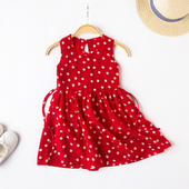 女童真丝连衣裙红色桑蚕丝娃娃背心裙儿童波点童装 裙子童裙夏薄款