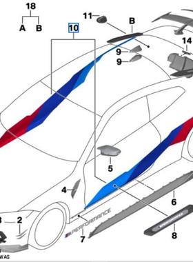 宝马原厂BMW车身装饰条M4薄膜侧车门漆面保护贴膜MSport侧裙贴画