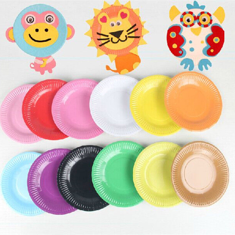 创意彩色纸盘 幼儿园儿童手工创意制作 diy彩色盘子 制作材料纸盘