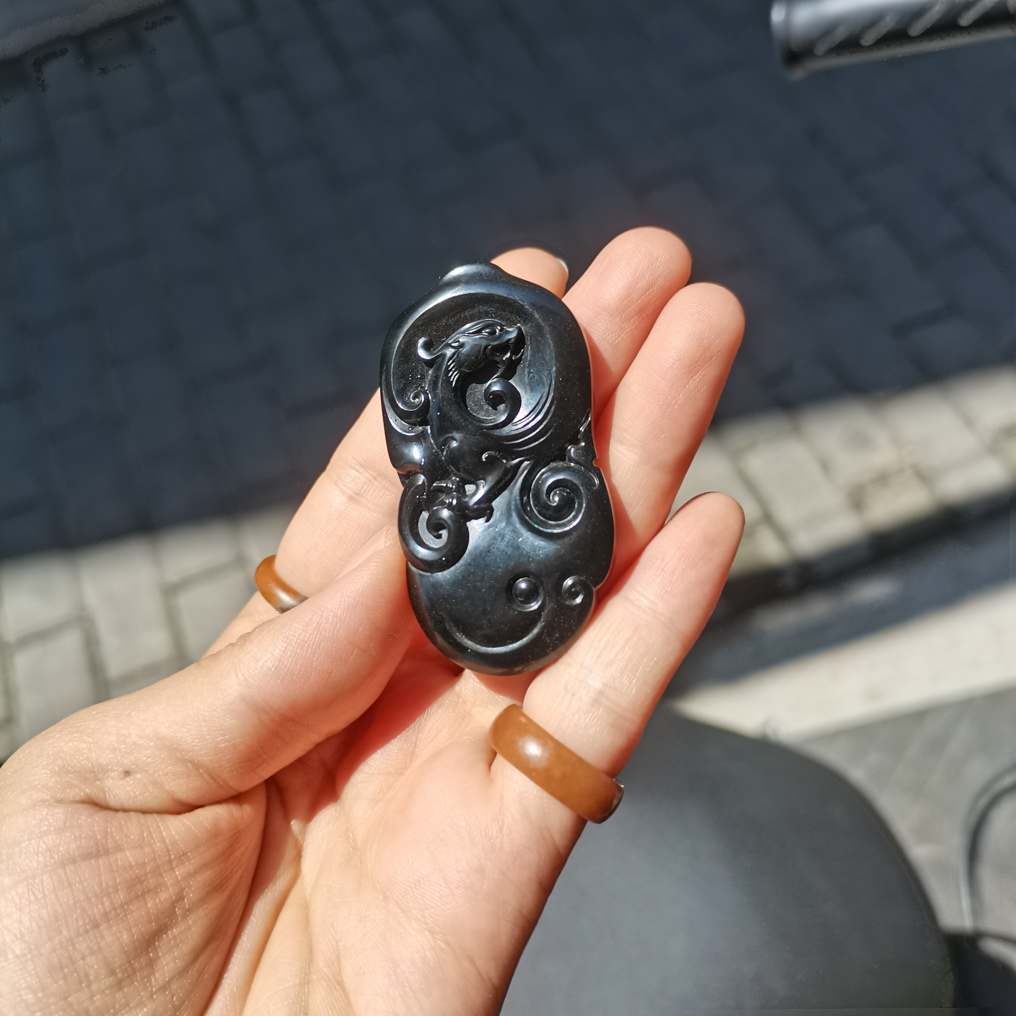618大促复古新疆和田玉籽料黑青大师工艺