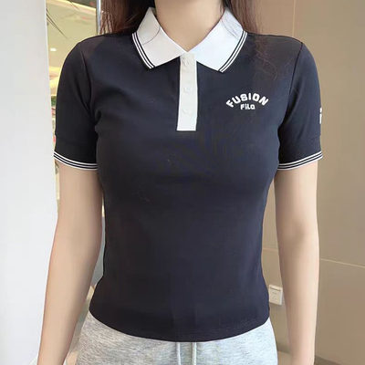 斐乐潮牌2025夏新款女士针织短袖