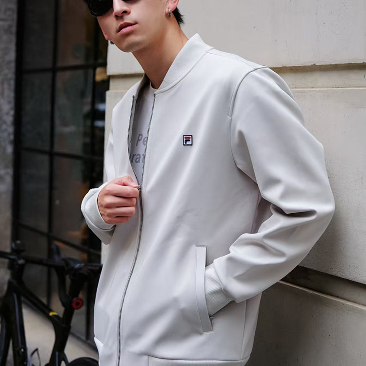 FILA斐乐男针织长袖加绒外套2025新款时尚休闲通勤商务行政棒球服